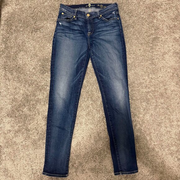 7 For All Mankind Denim - 7 For All Mankind Slim Cigarette Jeans Size 28 Distressed EUC $189